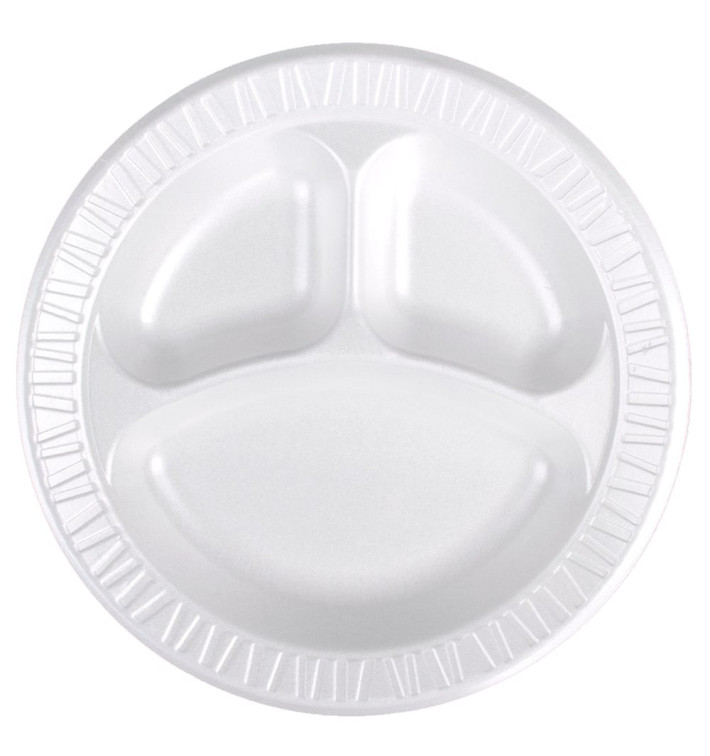 Schuim bord Foam "Concofde" 3 C. wit Ø26 cm (500 stuks) Schuim bord Foam "Concofde" 3 C. wit Ø26 cm (500 stuks)