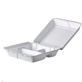 Boîte en FOAM MenuBOX 3 C. Blanc 240x235mm (200 Unités)