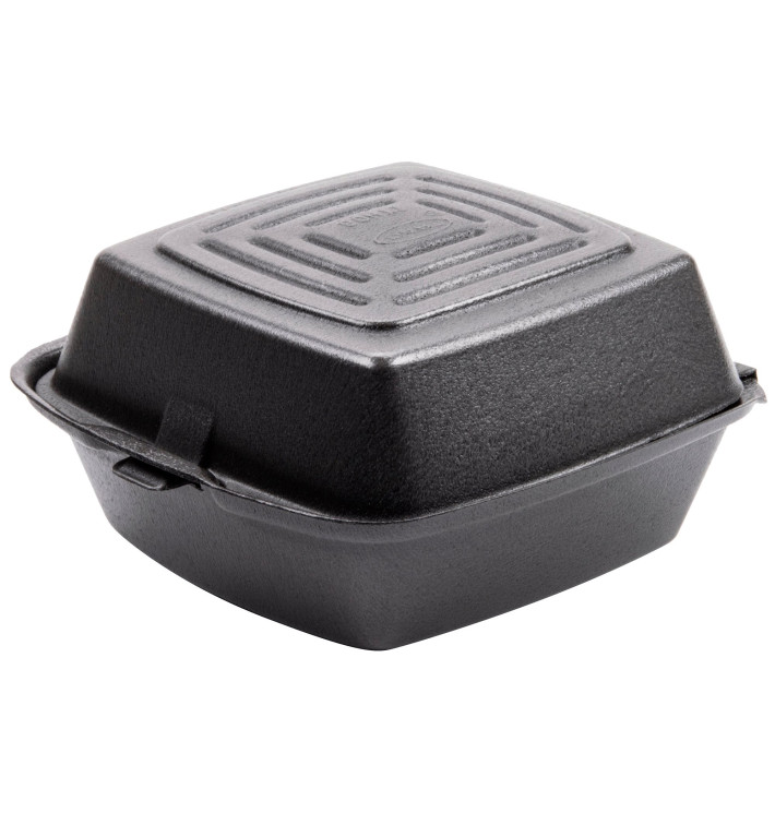 Boîte à HAMBURGER FOAM Noir 150x150x80mm (500 Unités) Boîte à HAMBURGER FOAM Noir 150x150x80mm (500 Unités)