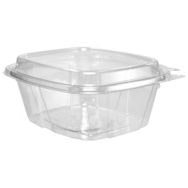 Récipient Inviolable Plastique PET Couvercle Haut 475ml (100 Utés)