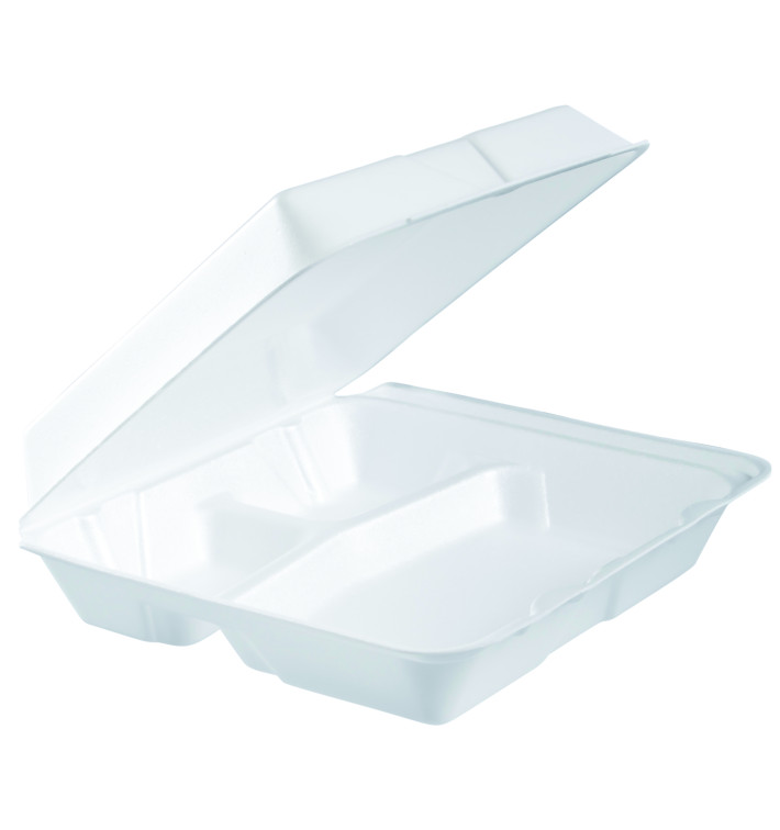 Boîte en FOAM MenuBOX 3 C. Détachable Blanc 240x235mm (100 Utes) Boîte en FOAM MenuBOX 3 C. Détachable Blanc 240x235mm (100 Utes)