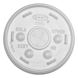 Plastic PS Deksel met rietsleuf transparant Ø8,6cm (100 stuks) 