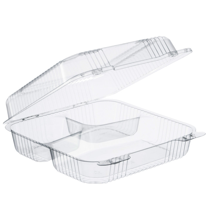 Plastic scharnierende Deli-Container OPS 3 Compartmenten "StaenLock" transparant 1120ml (100 stuks) Plastic scharnierende Deli-Container OPS 3 Compartmenten "StaenLock" transparant 1120ml (100 stuks)