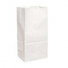 Papieren zak zonder handvat kraft wit 12+8x24cm (25 stuks)