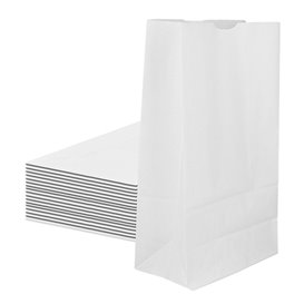 Papieren zak zonder handvat kraft wit 12+8x24cm (25 stuks)