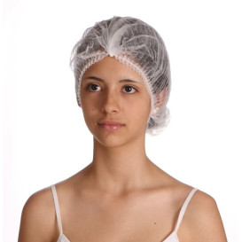 Wegwerp haarnetje PP wit 1 rubber Ø53cm (100 stuks) 