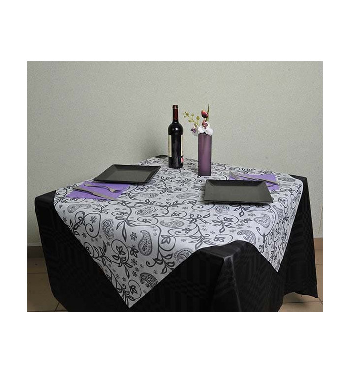 Nappe PP Non-Tissé Blanc "Cachemire"120x120cm (150 Utés) Nappe PP Non-Tissé Blanc "Cachemire"120x120cm (150 Utés)
