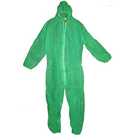 Wegwerp plastic overall "TST" PP capuchonrits maat L groen (1 stuk) 