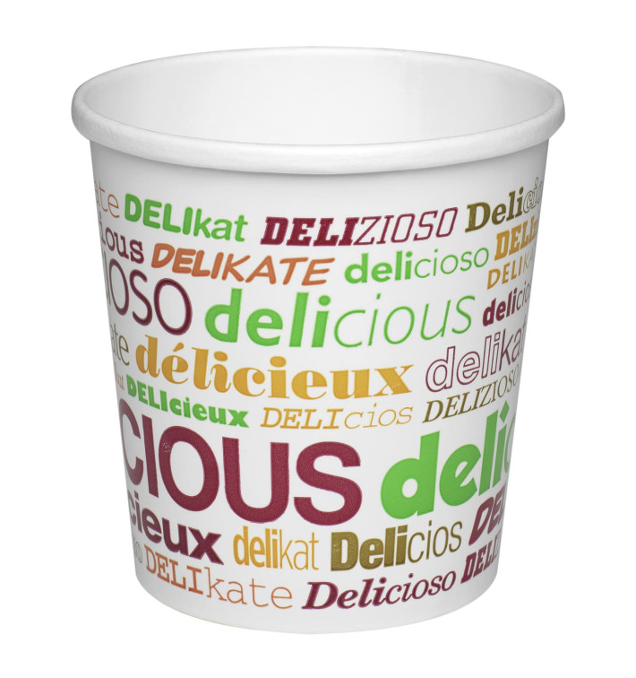 Pot en Carton "Delicious" 16Oz/473ml Ø9,8cm (500 Utés)