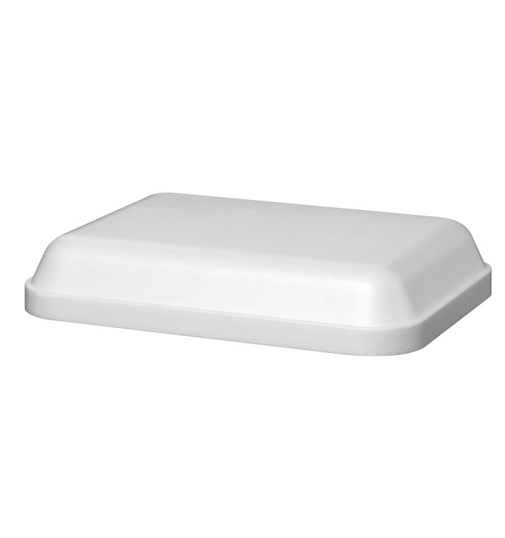 Schuim Deksel voor schuim Container "Diner-pakket" Rechthoekige vorm wit 740ml (25 stuks) Schuim Deksel voor schuim Container "Diner-pakket" Rechthoekige vorm wit 740ml (25 stuks)