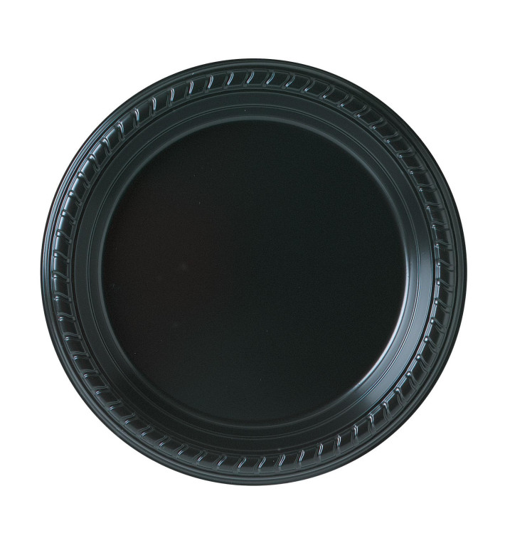 Assiette Plastique Party PS Plate Noir Ø180mm (500 Unités)