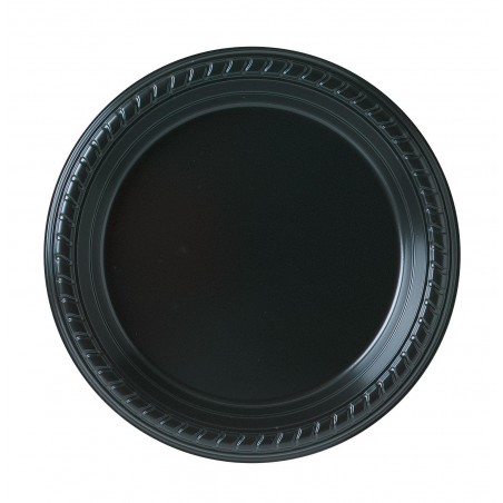 Plastic bord Plat van PS zwart 18 cm (25 stuks) 