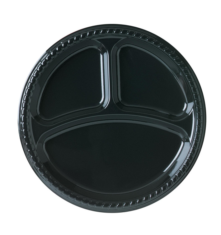 Assiette Plastique Party PS Plate Noir 3C Ø260mm (500 Unités) Assiette Plastique Party PS Plate Noir 3C Ø260mm (500 Unités)