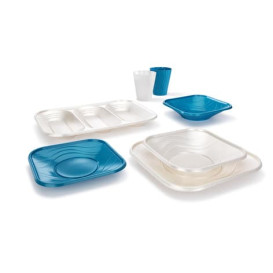 Assiette Plastique PP "X-Table" Carré Perle 180mm (8 Utés)