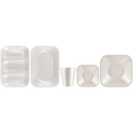 Assiette Plastique PP "X-Table" Carré Perle 180mm (8 Utés)