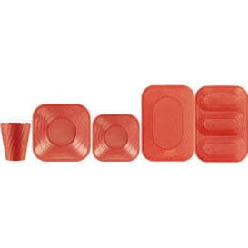 Plastic bord PP "X-Table" Vierkant oranje 18 cm (8 stuks) 