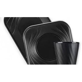 Plastic bord PP "X-Table" Vierkant zwart 18 cm (8 stuks) 