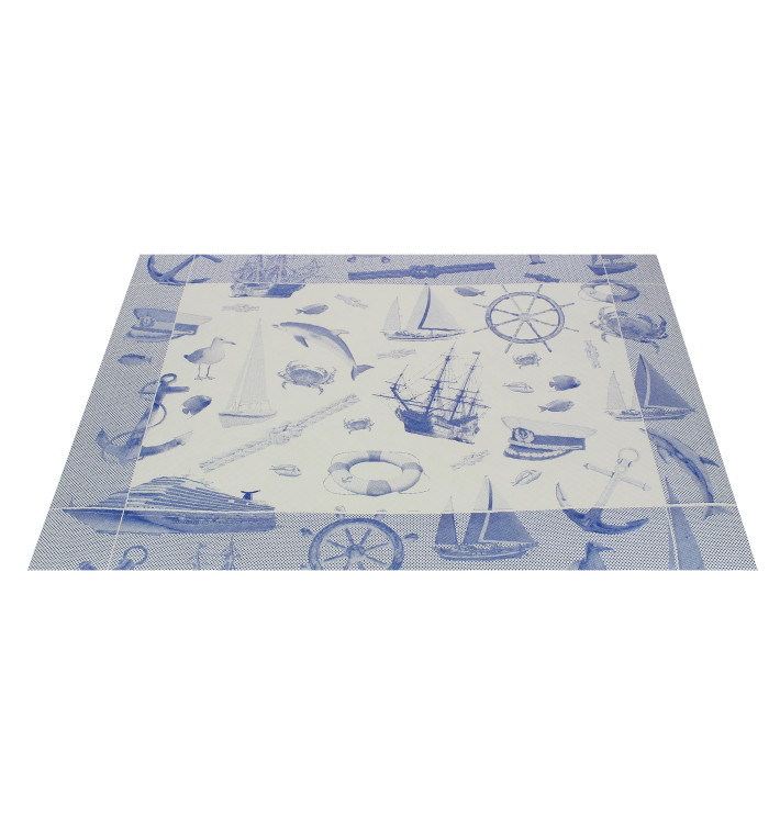 Set de Table papier 30x40cm "Marin" Bleu 50g (2500 Utés) Set de Table papier 30x40cm "Marin" Bleu 50g (2500 Utés)