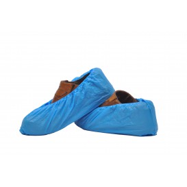Wegwerp plastic schoen omhulsel PE CPE G160 blauw (100 stuks)
