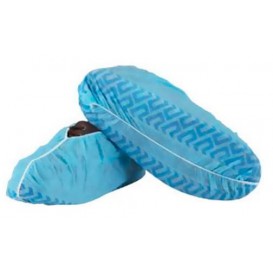 Wegwerp plastic schoen omhulsel "TST" Anti-Slip blauw (100 stuks)