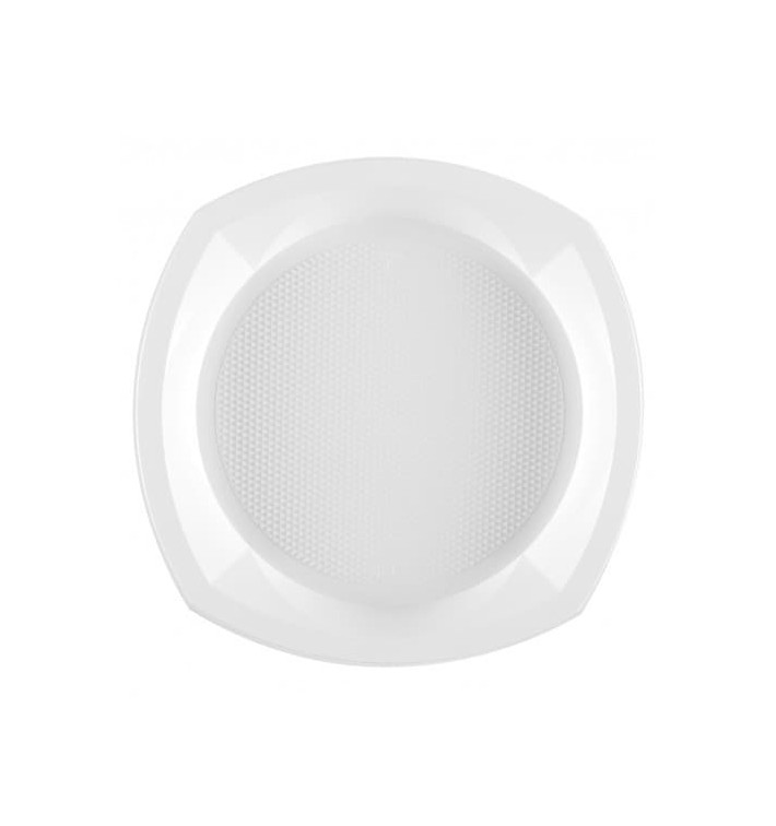 Assiette Plastique PS Carrée Blanc 230x230mm 1C (100 Utés)