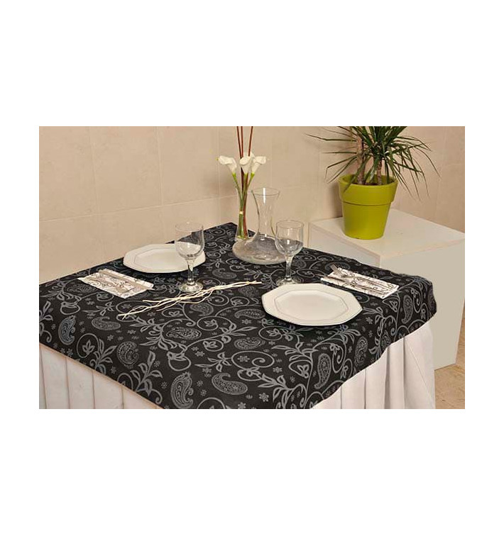Nappe PP Non-Tissé Noir "Cachemire" 120x120cm (150 Utés) Nappe PP Non-Tissé Noir "Cachemire" 120x120cm (150 Utés)