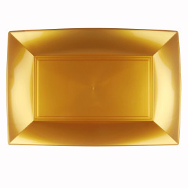 Plastic dienblad microgolfbaar goud "Nice" 34,5x23cm (6 stuks) 