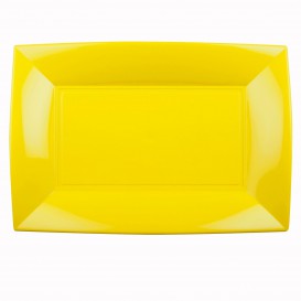 Plastic dienblad microgolfbaar geel "Nice" 34,5x23cm (6 stuks) 