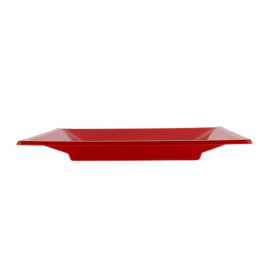 Assiette Plastique Carrée Plate Rouge 230mm (25 Unités)