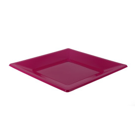 Plastic bord Plat Vierkant fuchsia 17 cm (25 stuks) 