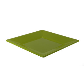 Plastic bord Plat Vierkant pistache groen 17 cm (300 stuks)