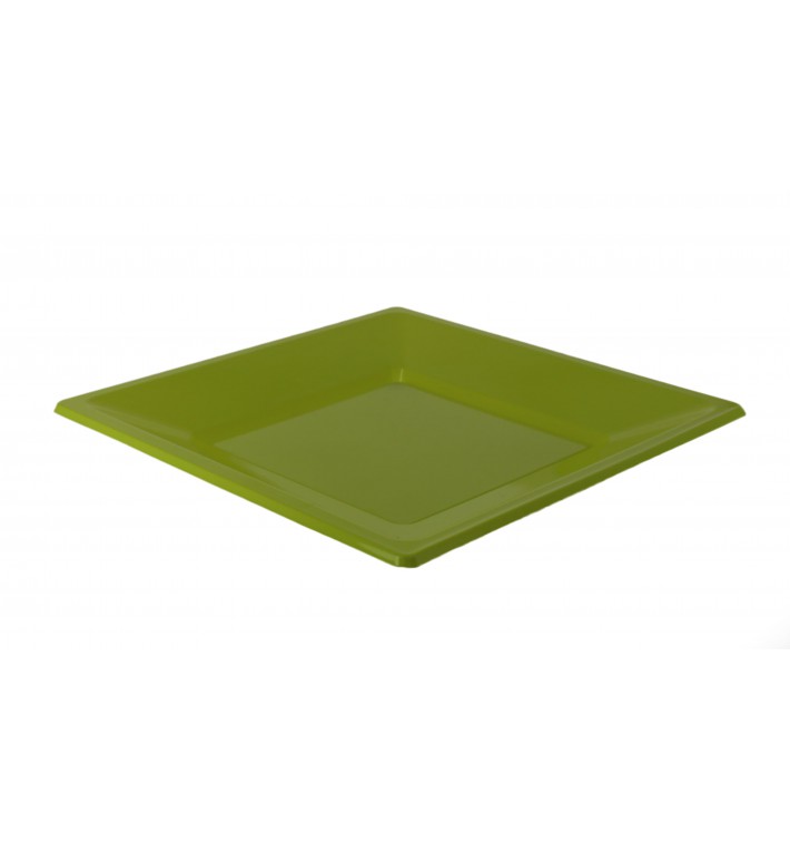 Plastic bord Plat Vierkant pistache groen 23 cm (180 stuks)