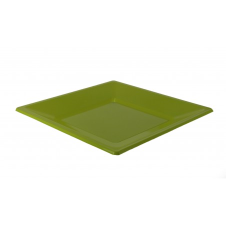 Plastic bord Plat Vierkant pistache groen 23cm (180 stuks)