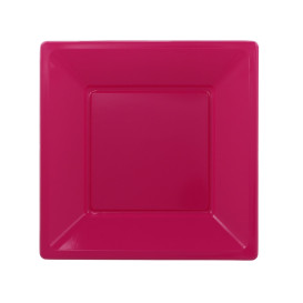 Assiette Plastique Carrée Plate Fuchsia 230mm (180 Utés)