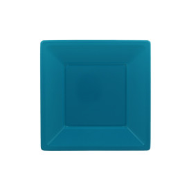 Plastic bord Plat Vierkant turkoois 23 cm (3 stuks) 
