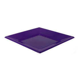 Assiette Plastique Carrée Plate Lilas 170mm (25 Unités)