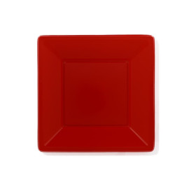 Assiette Plastique Carrée Plate Rouge 230mm (180 Unités)