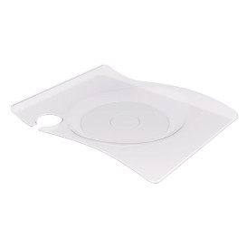 Plastic bord met glas houder PS "voorma" transparant 22x18 cm (12 stuks) 