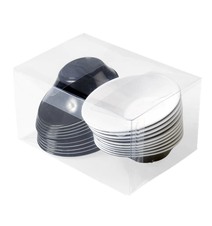 Plastic Kom PS "Sodo" wit en zwart 50 ml (20 stuks) Plastic Kom PS "Sodo" wit en zwart 50 ml (20 stuks)
