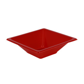 Bol en Plastique PS Carré Rouge 12x12cm (12 Utés)