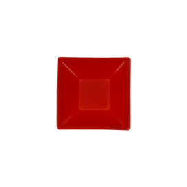 Bol en Plastique PS Carré Rouge 12x12cm (12 Utés)