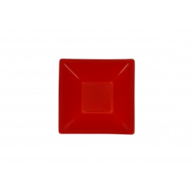 Plastic kom PS Vierkant rood 12x12cm (12 stuks) 