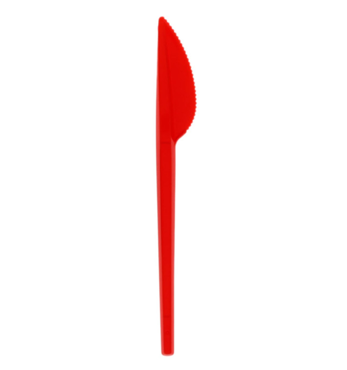 Plastic PS mes rood 16,5cm (600 stuks) Plastic PS mes rood 16,5cm (600 stuks)