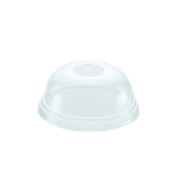 Plastic PET koepel Deksel met gat Ø9,8cm voor PET beker 545ml en 610ml (1000 stuks) Plastic PET koepel Deksel met gat Ø9,8cm voor PET beker 545ml en 610ml (1000 stuks)