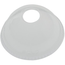 Plastic PET koepel Deksel met gat Kristal Ø9,8cm (100 stuks)