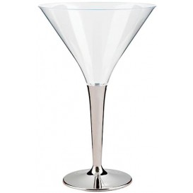 Plastic stamglas Cocktail zilver 100 ml (6 stuks) 