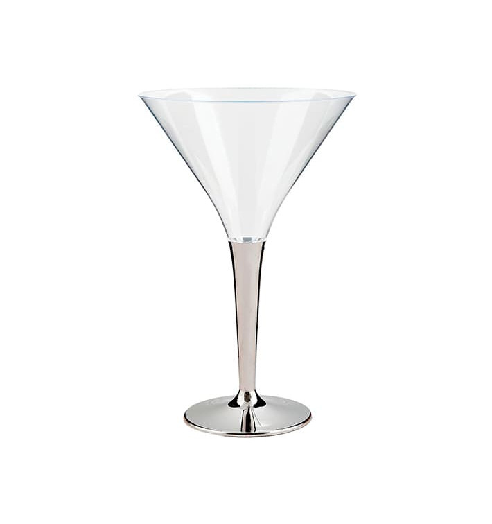Verre à Cocktail Plastique Pied Argenté 100ml (6 Unités) Verre à Cocktail Plastique Pied Argenté 100ml (6 Unités)