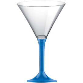 Flûte Plastique Cocktail Pied Bleu Transp. 185ml 2P (200 Utés)