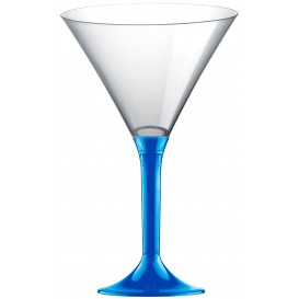 Flûte Plastique Cocktail Pied Bleu Mediterranée 185ml 2P (200 Utés)