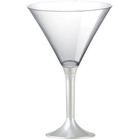 Flûte Plastique Cocktail Pied Blanc Perlé 185ml 2P (200 Utés)